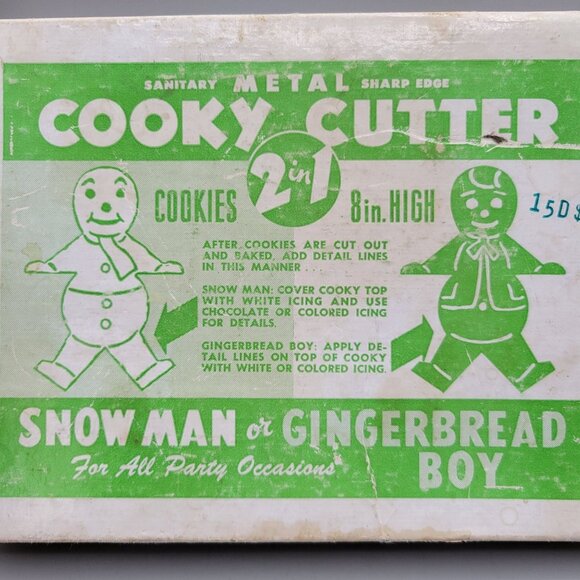 Vintage Metal Cooky Cutter 2-In-1 Snowman and Gingerbread Boy 8 Inch - Picture 2 of 7